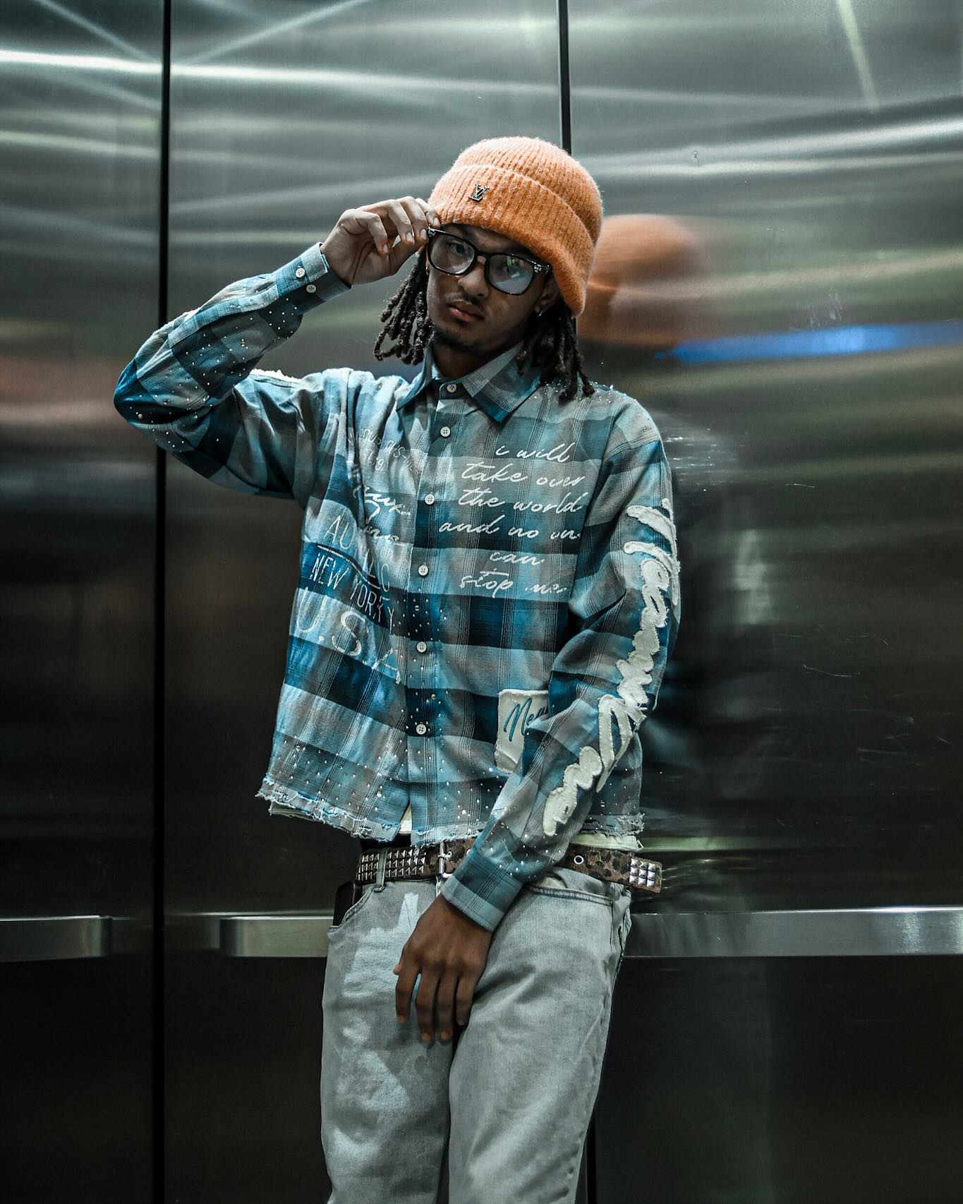 Blue Plaid “No One Can Stop Me” Shirt